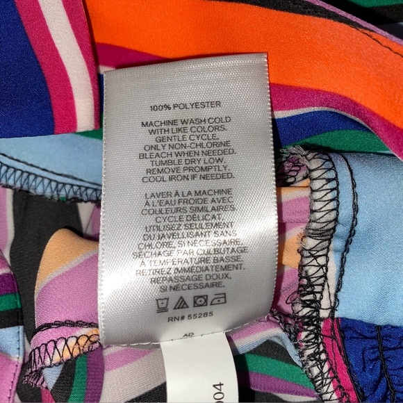 EXPRESS Colorful Cropped Striped V-Neck Faux Wrap Tie Front Blouse Sz XS - Picture 11 of 15